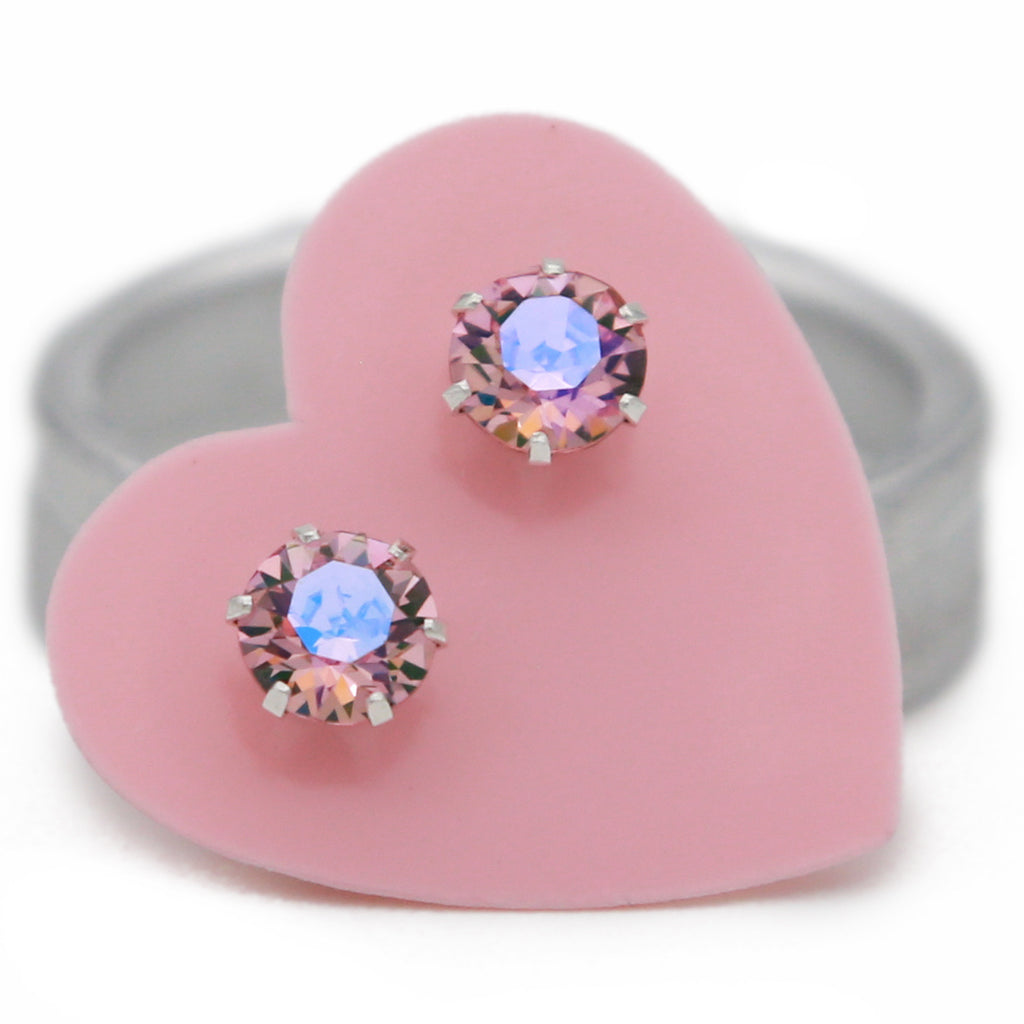 Light Pink AB Ultra Mini Bling Earrings Sterling silver swarovski crystal sparkle