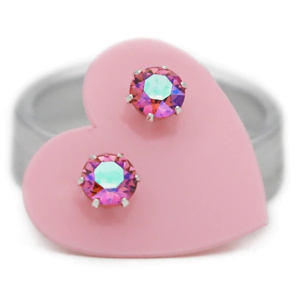 Pink Ab Ultra Mini Earrings Sterling silver swarovski crystal jewelry earrings