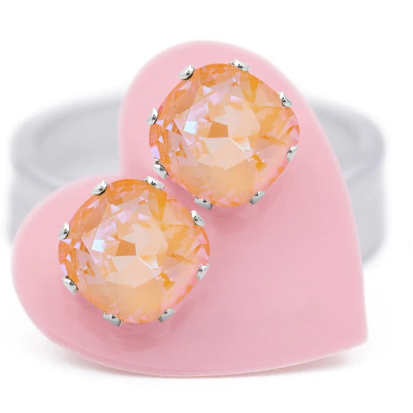 South Peach Cushion Cut Earrings JoJo Loves You sterling silver swarvoski crystal 