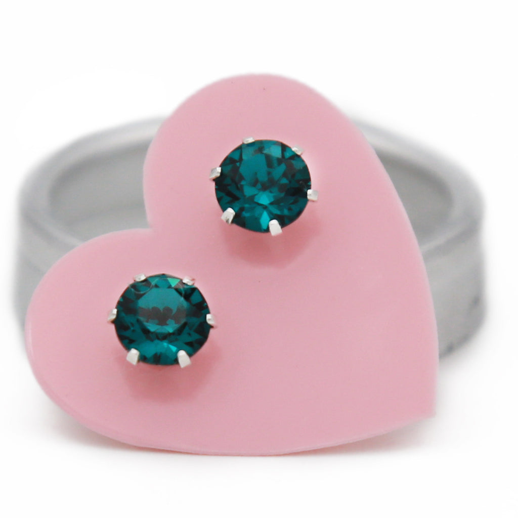 Emerald Ultra Mini Bling Earrings Sterling silver swarovski crystal jewelry jojo loves you 