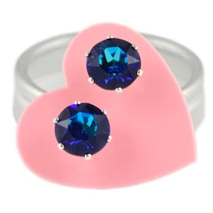Bermuda Blue Mini Bling Earrings Sterling Silver swarovski crystal earrings jojo loves you jewelry 