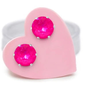Neon Pink Mini Bling Sterling silver swarovski crystal earrings jojo loves you