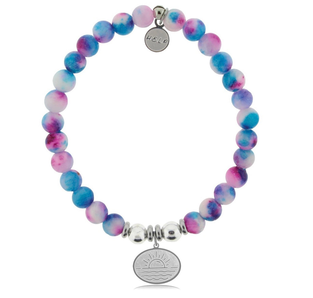 Sunrise Charm with Cotton Candy Jade Beads Charity Bracelet Sunrise sky gemstone gift gofts shop shopping cotton candy 