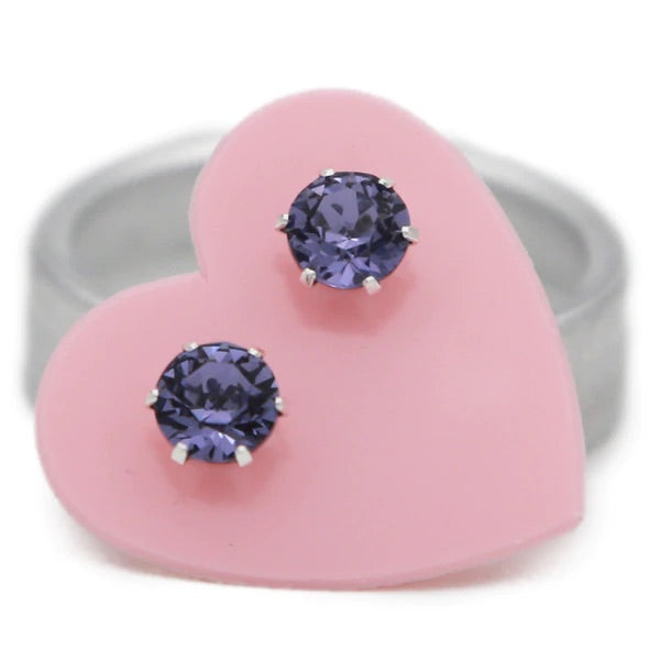 Violet Ultra Mini Bling Earrings Sterling Silver Swarovski Crystal JoJo Loves You