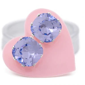 Provence Lavender Cushion Cut Earrings JoJo Loves You Sterling silver swarovski crystal shop shopping jewelry 