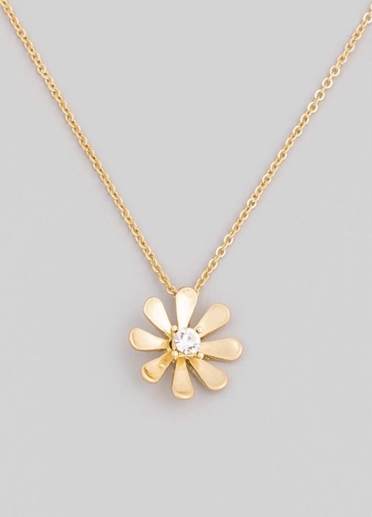 Small Gold Daisy Flower Pendant Necklace | CarterGore | Wolf & Badger