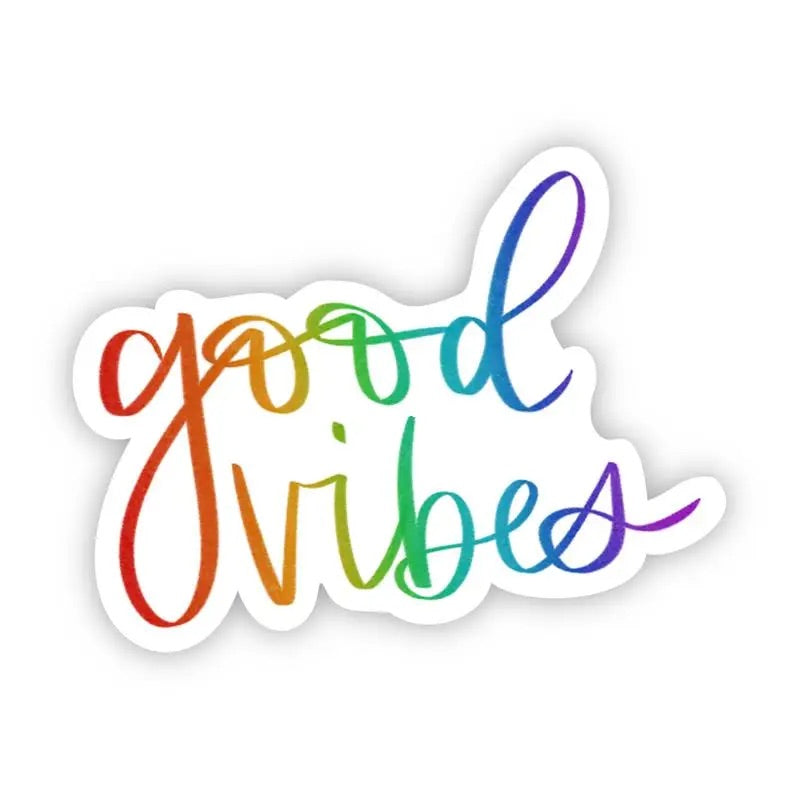 Good Vibes Rainbow Script Sticker