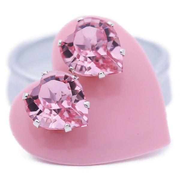 light pink jojo loves you heart bling sterling silver earrings